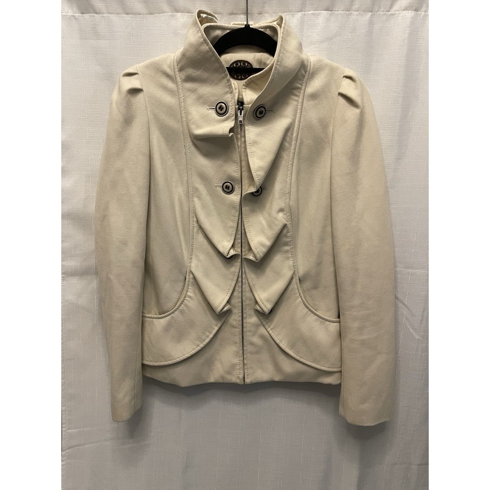Idra Cream Wool Zip Jacket‎ Sz 6 Cottage Core Modern Anthropology Art To Wear